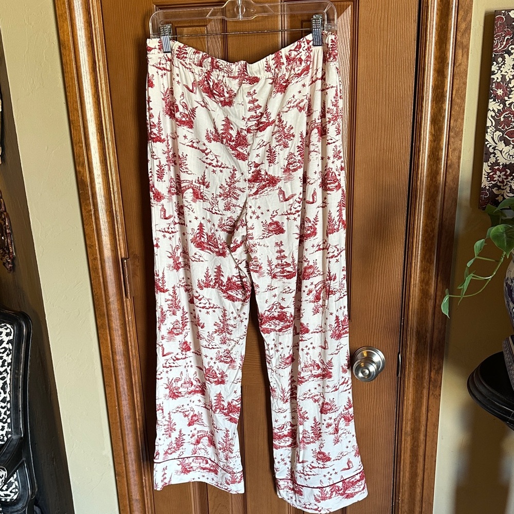 NWT Soma Cool Nights Red and White Chinoiserie Print Pajama Set, size Large - Picture 6 of 9